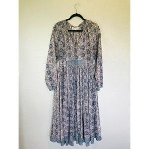 The Fox and The Mermaid Cottage Core BOHO Midi Dress, Size L/XL